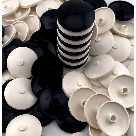 Lego Round Black & White Specialty Cap Plates 2x2 - 75 Pcs - A514 - Picture 6 of 10